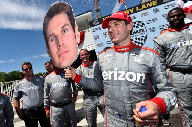 Will Power celebrates in Victory Lane following his win in the KOHLER Grand Prix of Road America -- Photo by: Chris Owens