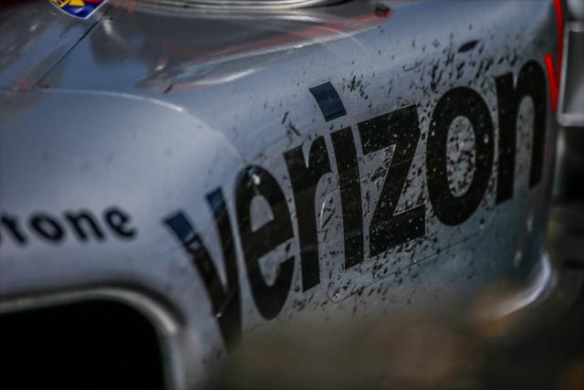 Battle scars on the No. 12 Verizon Chevrolet in Victory Lane following the KOHLER Grand Prix of Road America -- Photo by: Shawn Gritzmacher