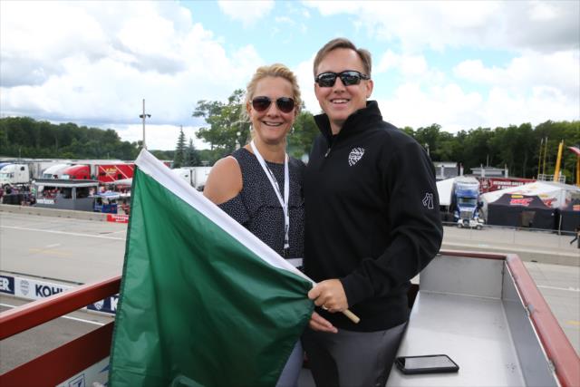 Brian Melka, President, Kohler Engines Americas set to waive the green flag as honorary starter for the KOHLER Grand Prix at Road America -- Photo by: Chris Jones