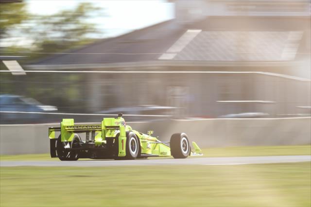 Simon Pagenaud streaks toward Turn 14 during the final warmup for the KOHLER Grand Prix at Road America -- Photo by: Chris Owens