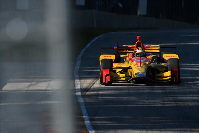 Ryan Hunter-Reay streaks toward Turn 5 during the final warmup for the KOHLER Grand Prix at Road America -- Photo by: Chris Owens