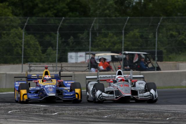 Alexander Rossi and Will Power on track during the KOHLER Grand Prix at Road America. -- Photo by: Joe Skibinski