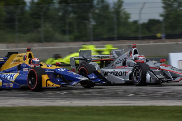 Alexander Rossi and Will Power on track during the KOHLER Grand Prix at Road America. -- Photo by: Joe Skibinski