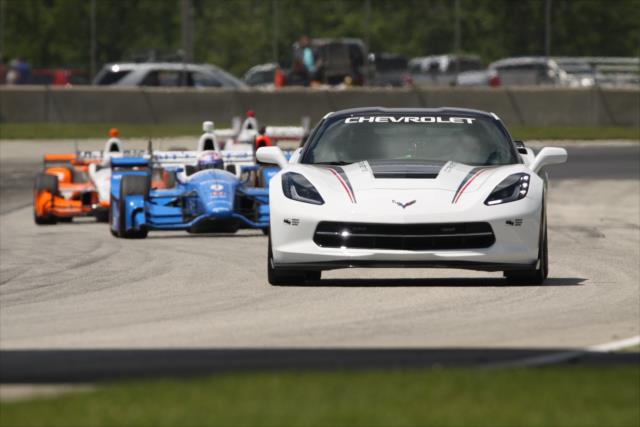 Scott Dixon trails the pace car during a caution period during the KOHLER Grand Prix at Road America -- Photo by: Matt Fraver