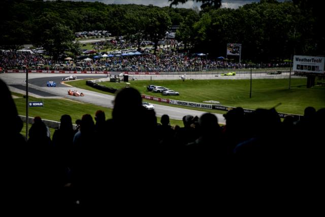 Fans watch the action in Turn 5 during the KOHLER Grand Prix at Road America -- Photo by: Shawn Gritzmacher