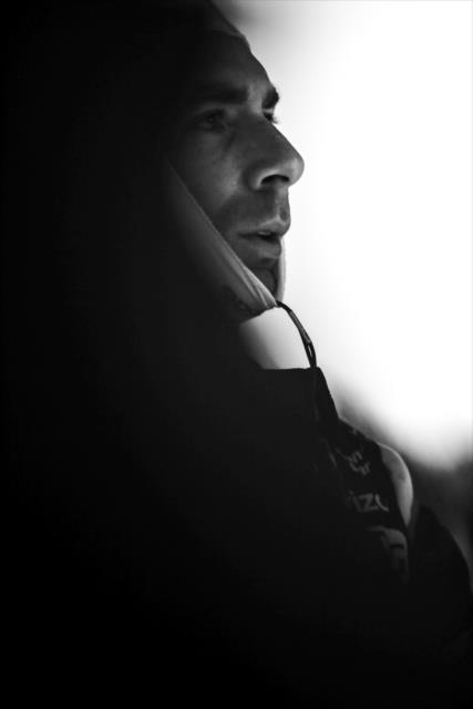 Simon Pagenaud looks down pit lane prior to the final warmup for the KOHLER Grand Prix at Road America -- Photo by: Shawn Gritzmacher