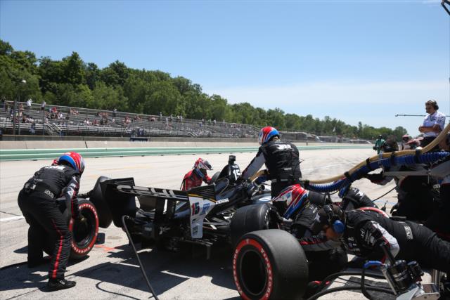 Graham Rahal comes in for tires and fuel on pit lane during the 2018 KOHLER Grand Prix at Road America -- Photo by: Chris Jones