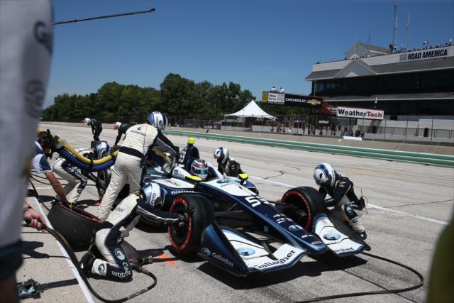 Max Chilton comes in for tires and fuel on pit lane during the 2018 KOHLER Grand Prix at Road America -- Photo by: Chris Jones