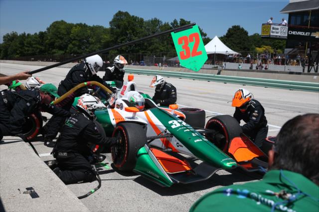 Alfonso Celis Jr. comes in for tires and fuel on pit lane during the 2018 KOHLER Grand Prix at Road America -- Photo by: Chris Jones