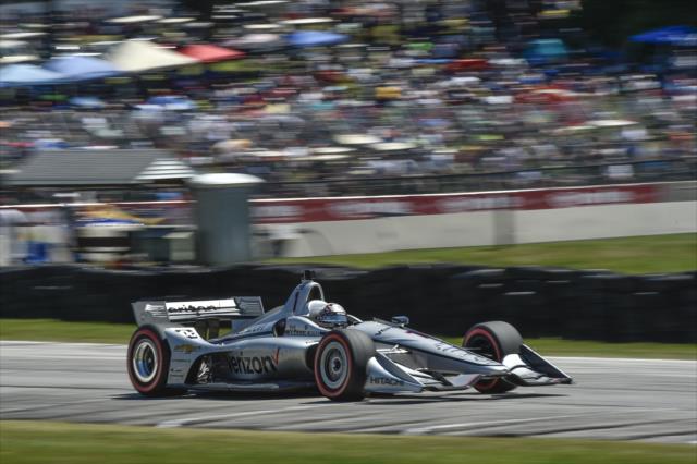Josef Newgarden races up the hill toward Turn 6 during the KOHLER Grand Prix at Road America -- Photo by: Chris Owens