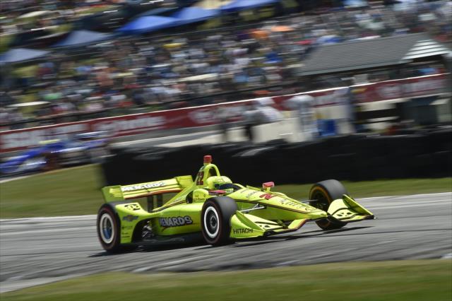 Simon Pagenaud races up the hill toward Turn 6 during the KOHLER Grand Prix at Road America -- Photo by: Chris Owens