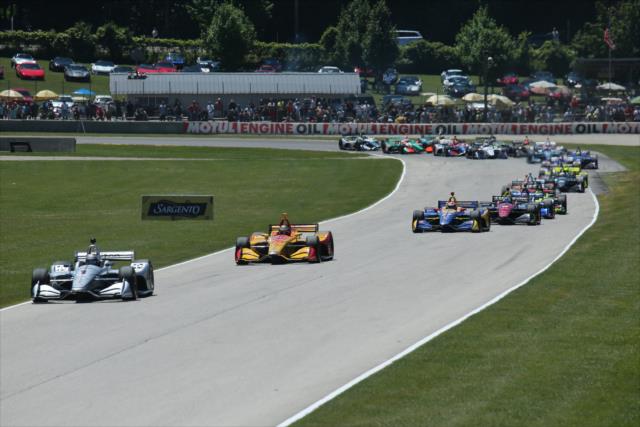 Josef Newgarden leads the field into the Moraine Sweep toward Turn 4 during the KOHLER Grand Prix at Road America -- Photo by: Matt Fraver