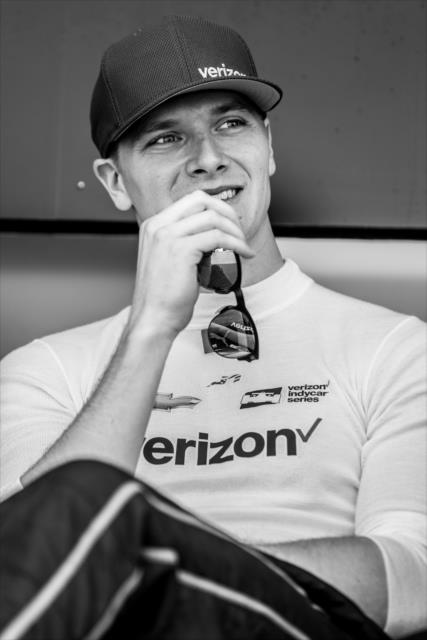 Josef Newgarden waits backstage during pre-race introductions prior to the start of the KOHLER Grand Prix at Road America -- Photo by: Shawn Gritzmacher