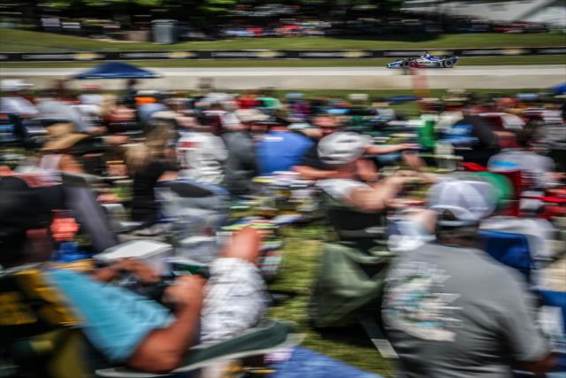 Takuma Sato races up the hill toward Turn 6 during the KOHLER Grand Prix at Road America -- Photo by: Shawn Gritzmacher