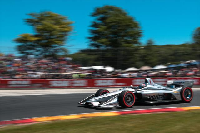 Josef Newgarden hammers the apex of Turn 5 during the KOHLER Grand Prix at Road America -- Photo by: Shawn Gritzmacher