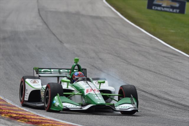 Colton Herta locks it up going into turn 5 -- Photo by: John Cote