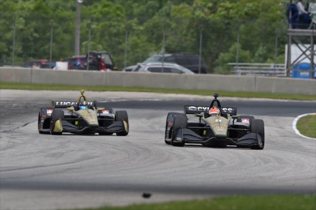 James Hinchcliffe leads teammate Marcus Ericsson out of turn 8 and into the Carousel. -- Photo by: John Cote