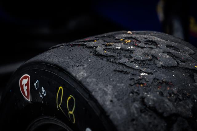 Alexander Rossi's Firestone tires after winning the REV Group Grand Prix at Road America -- Photo by: Joe Skibinski