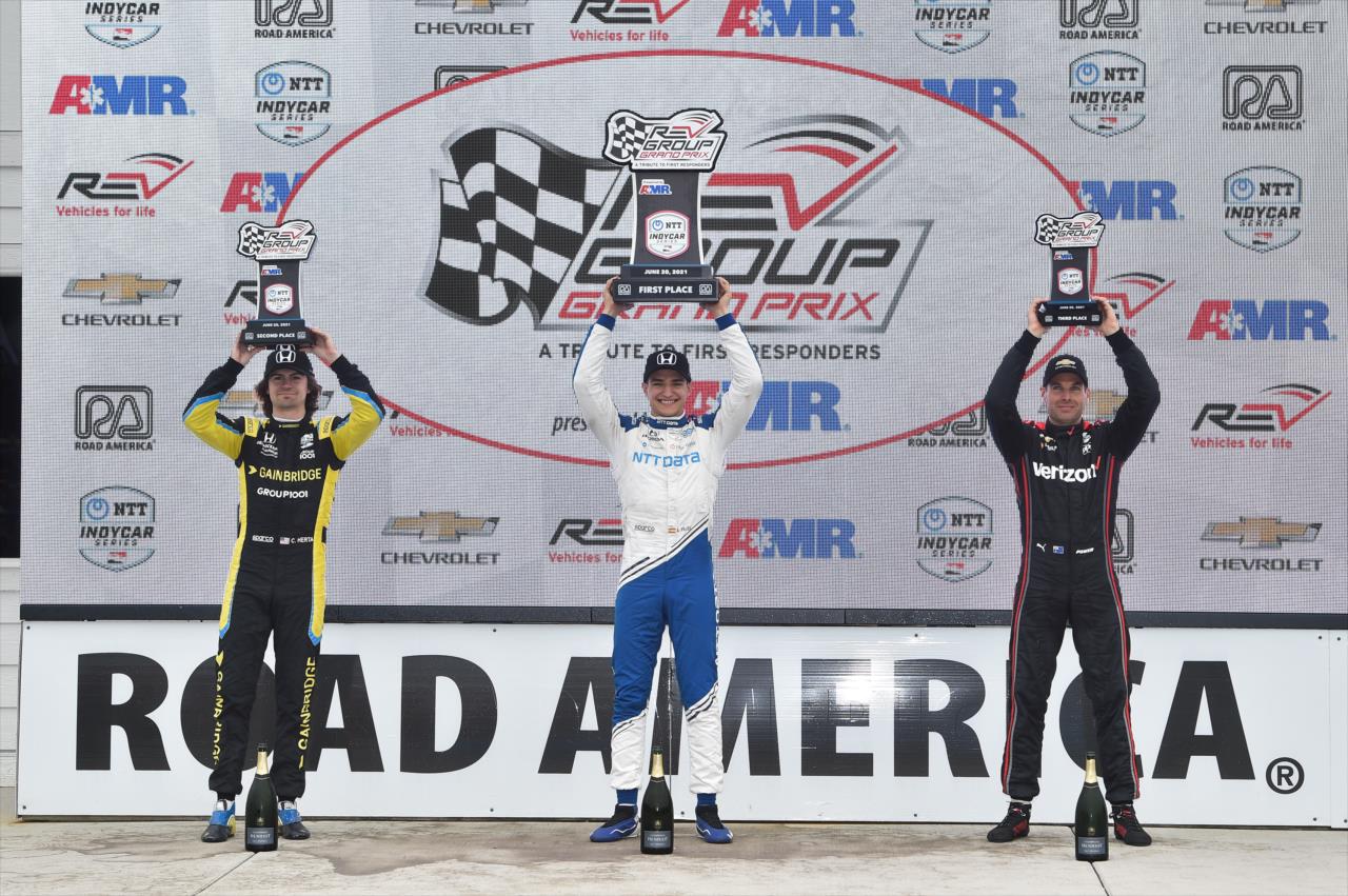 Colton Herta, Alex Palou and Will Power - REV Group Grand Prix at Road America -- Photo by: Chris Owens