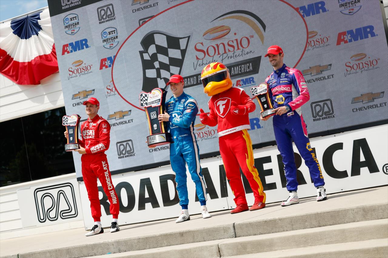 Marcus Ericsson, Josef Newgarden, Alexander Rossi - Sonsio Grand Prix at Road America - By: Joe Skibinski -- Photo by: Joe Skibinski