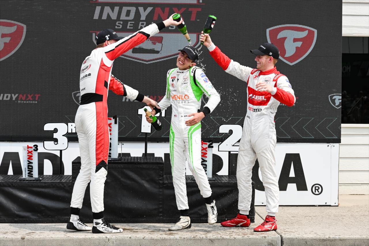 Nolan Siegel, Hunter McElrea and Jacob Abel - INDY NXT by Firestone Grand Prix at Road America - By: James Black -- Photo by: James  Black