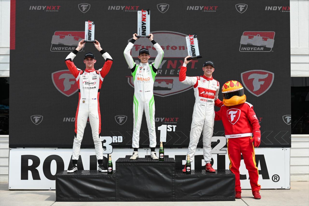 Nolan Siegel, Hunter McElrea, Jacob Abel and Firehawk - INDY NXT by Firestone Grand Prix at Road America - By: James Black -- Photo by: James  Black