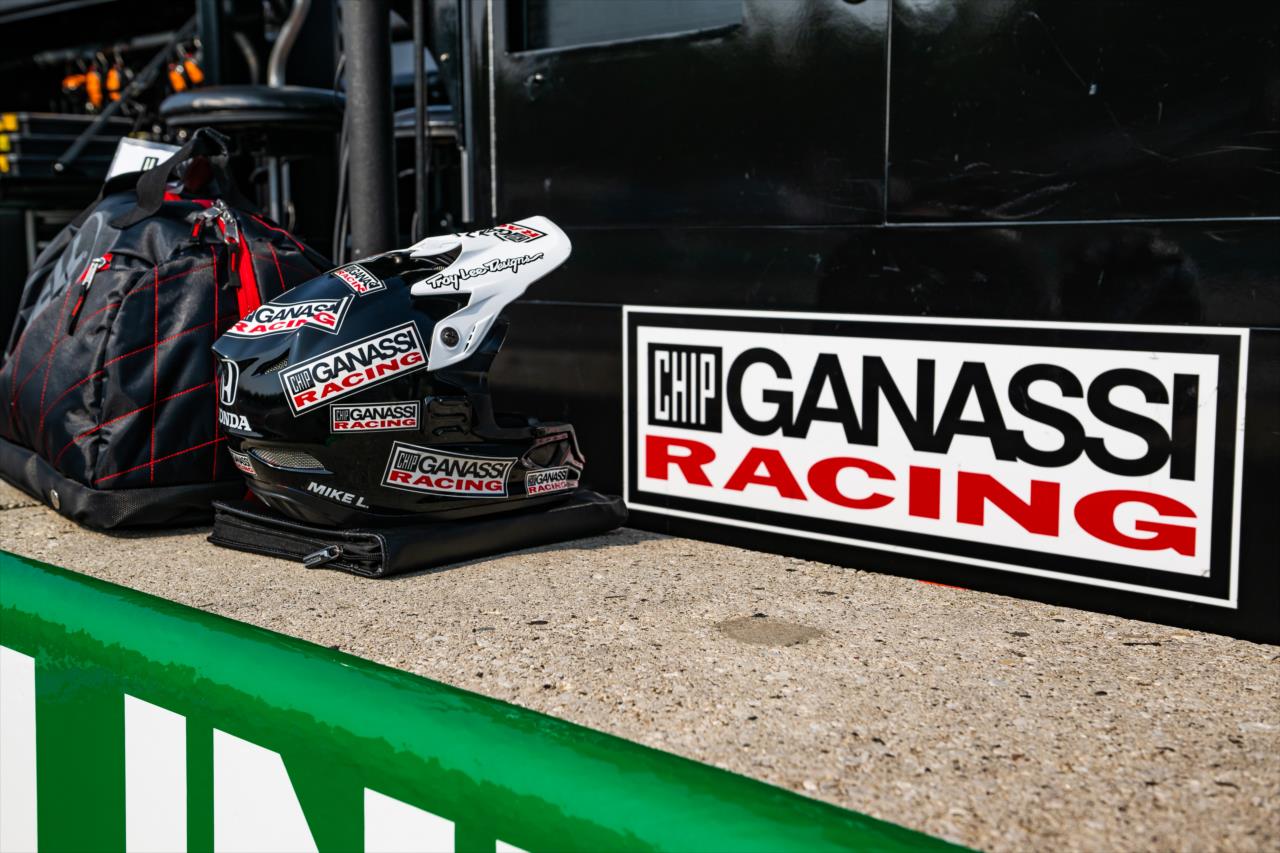 Chip Ganassi crew helmet in the Marcus Armstrong pit box - Sonsio Grand Prix at Road America - By:  Karl Zemlin -- Photo by: Karl Zemlin