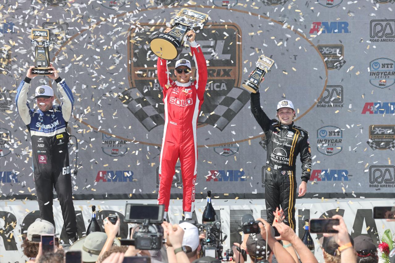 Felix Rosenqvist, Alex Palou and Santino Ferrucci - XPEL Grand Prix at Road America - By: Chris Owens -- Photo by: Chris Owens