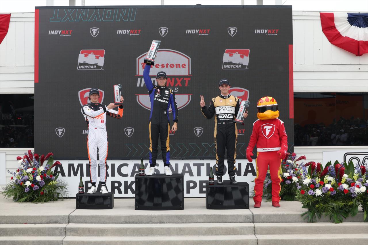Tymek Kucharczyk, Alessandro de Tullio and Matteo Nannini - INDY NXT Presented by Firestone - By: Joe Skibinski -- Photo by: Joe Skibinski