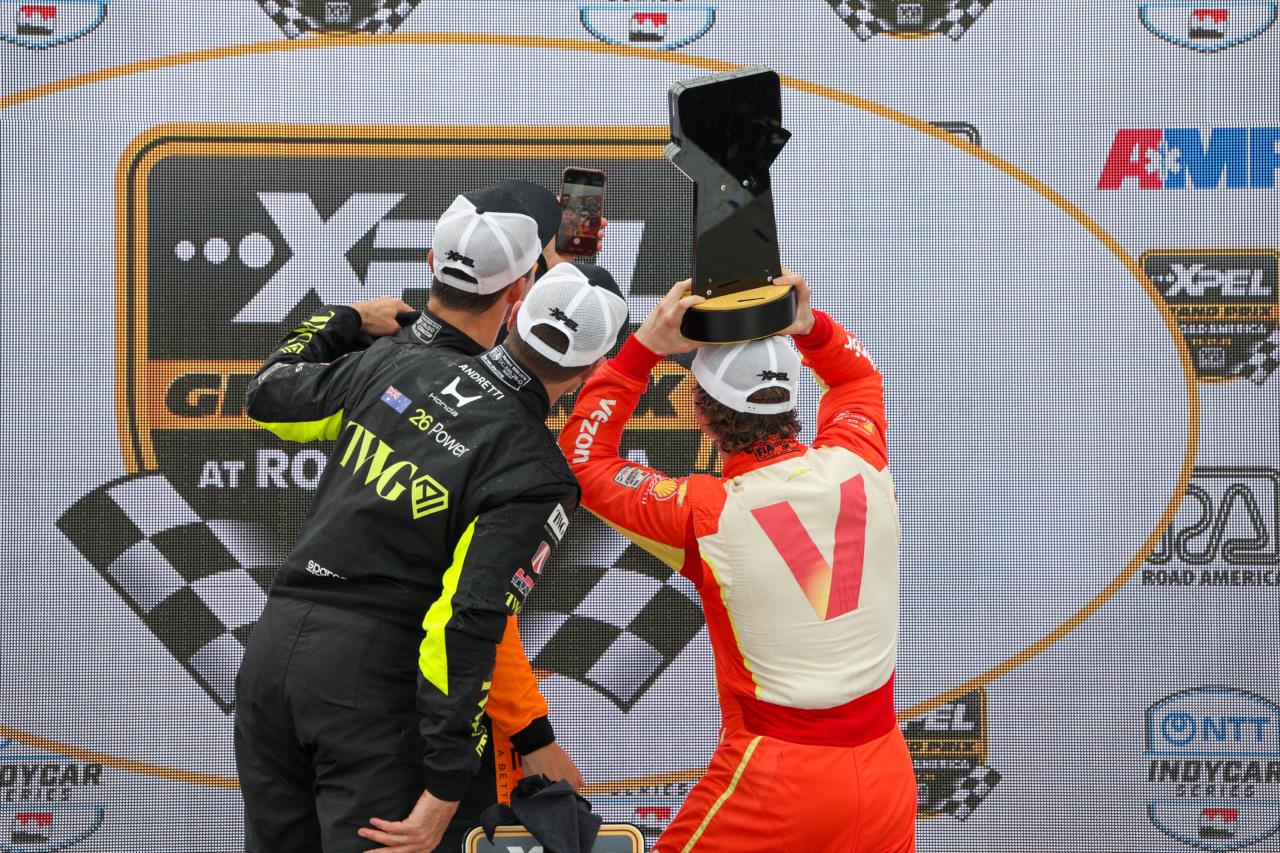 Christian Lundgaard, Will Power and David Malukas - XPEL Grand Prix at Road America - By: Joe Skibinski -- Photo by: Joe Skibinski