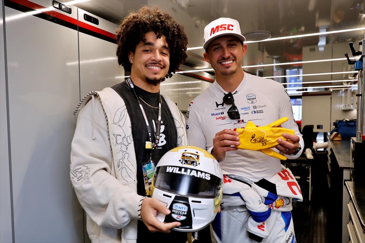 Graham Rahal with Green Bay Packers Safety Evan Williams - XPEL Grand Prix at Road America - By: Paul Hurley -- Photo by: Paul Hurley