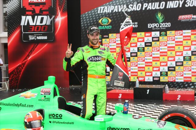 James Hinchcliffe in Victory Circle -- Photo by: Chris Jones