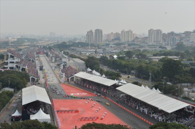 Overhead start of the 2013 Sao Paulo Indy 300 -- Photo by: John Cote
