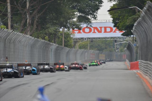 Track activity down the backstretch in Sao Paulo -- Photo by: John Cote