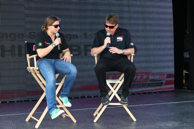 Simona de Silvestro answers some fans questions in the IZOD IndyCar Series Fan Village -- Photo by: Chris Jones