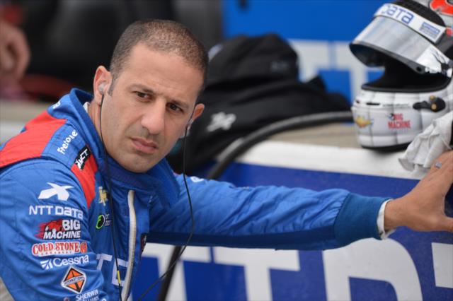 Tony Kanaan on pit lane prior to the final warmup for the Angie's List Grand Prix of Indianapolis -- Photo by: John Cote