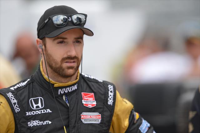 James Hinchcliffe on pit lane prior to the final warmup for the Angie's List Grand Prix of Indianapolis -- Photo by: John Cote