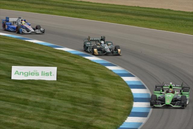 Gabby Chaves leads a pack of cars during the Angie's List Grand Prix of Indianapolis -- Photo by: John Cote
