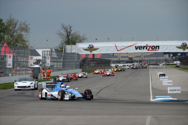 Mario Andretti leads the pack prior to the Angie's List Grand Prix of Indianapolis -- Photo by: John Cote