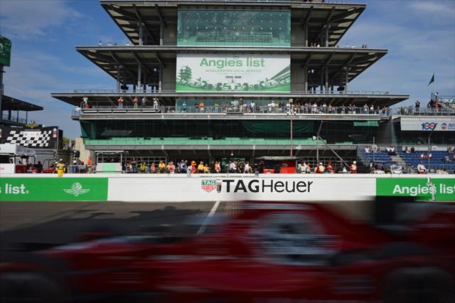 Graham Rahal crosses the yard of bricks during the Angie's List Grand Prix of Indianapolis -- Photo by: John Cote