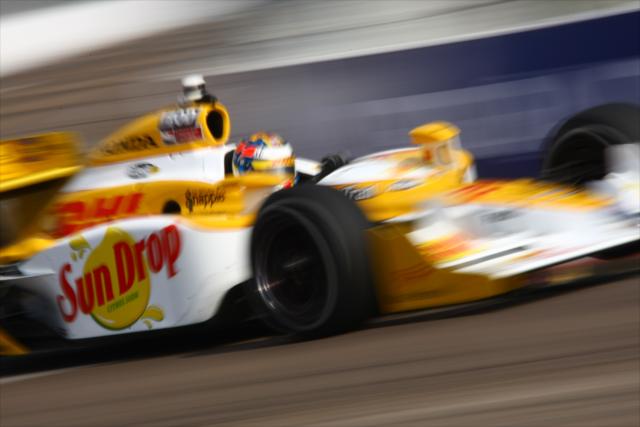 Ryan Hunter-Reay shows off his new colors and sponsors -- Photo by: Dan Helrigel