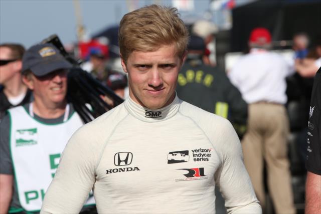 Spencer Pigot walks pit lane prior to qualifications for the Firestone Grand Prix of St. Petersburg -- Photo by: Chris Jones