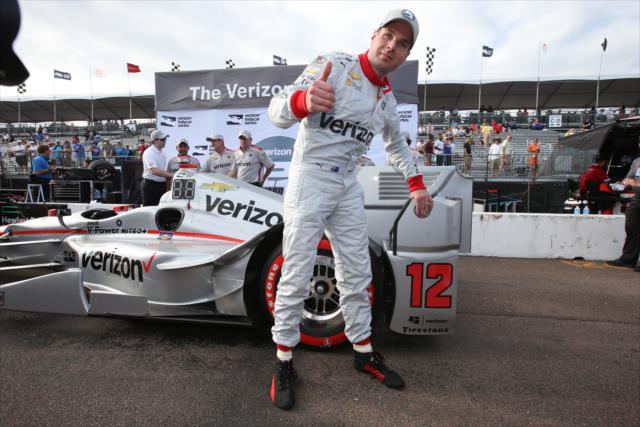 Will Power wins the Verizon P1 Award for wining the pole position for the Firestone Grand Prix of St. Petersburg -- Photo by: Chris Jones
