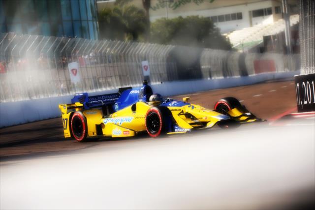 Marco Andretti dives into Turn 10 during qualifications for the Firestone Grand Prix of St. Petersburg -- Photo by: Tim Holle
