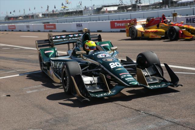 Spencer Pigot pulls into his pit stall during practice for the Firestone Grand Prix of St. Petersburg -- Photo by: Chris Jones