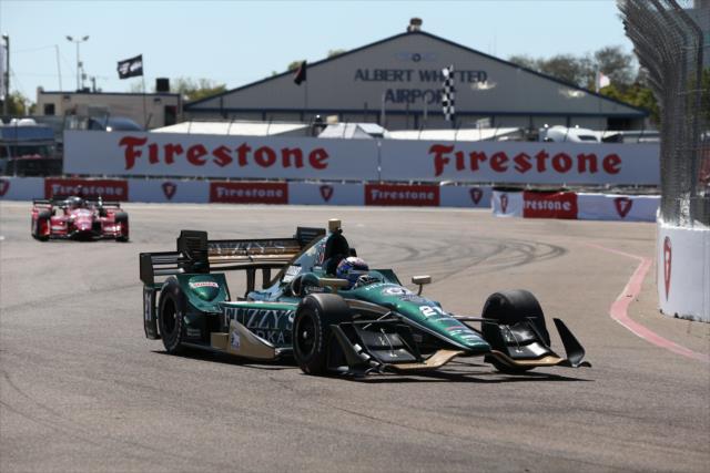 JR Hildebrand rolls into Turn 2 during practice for the Firestone Grand Prix of St. Petersburg -- Photo by: Chris Jones