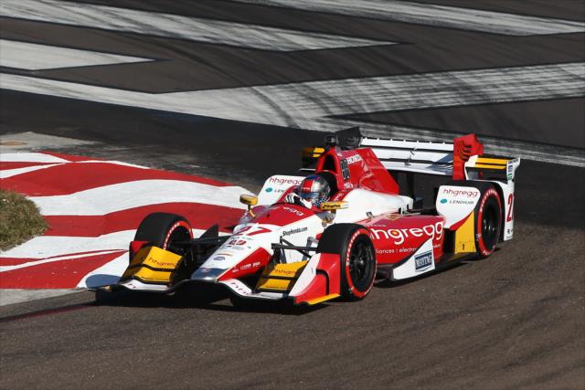 Marco Andretti apexes Turn 1 during practice for the Firestone Grand Prix of St. Petersburg -- Photo by: Chris Jones