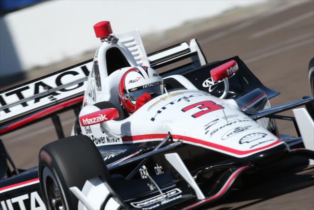 Helio Castroneves exits Turn 12 during practice for the Firestone Grand Prix of St. Petersburg -- Photo by: Joe Skibinski