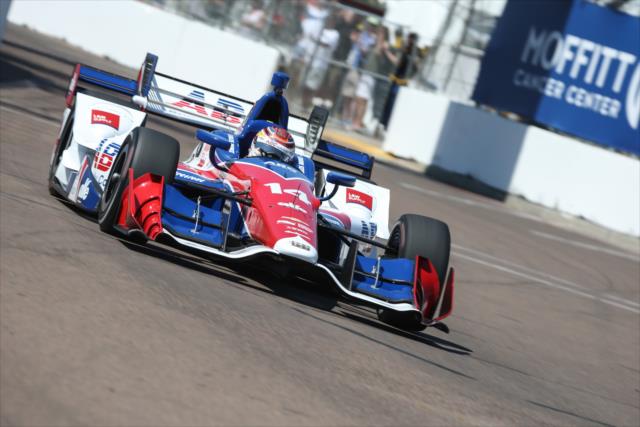 Carlos Munoz sets up for Turn 12 during practice for the Firestone Grand Prix of St. Petersburg -- Photo by: Joe Skibinski