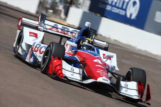 Conor Daly dives into Turn 12 during practice for the Firestone Grand Prix of St. Petersburg -- Photo by: Joe Skibinski